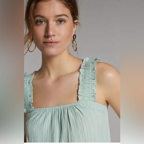 Anthropologie, Current Air Ruffled Peplum Tank in XS, Mint color - Picture 3 of 8